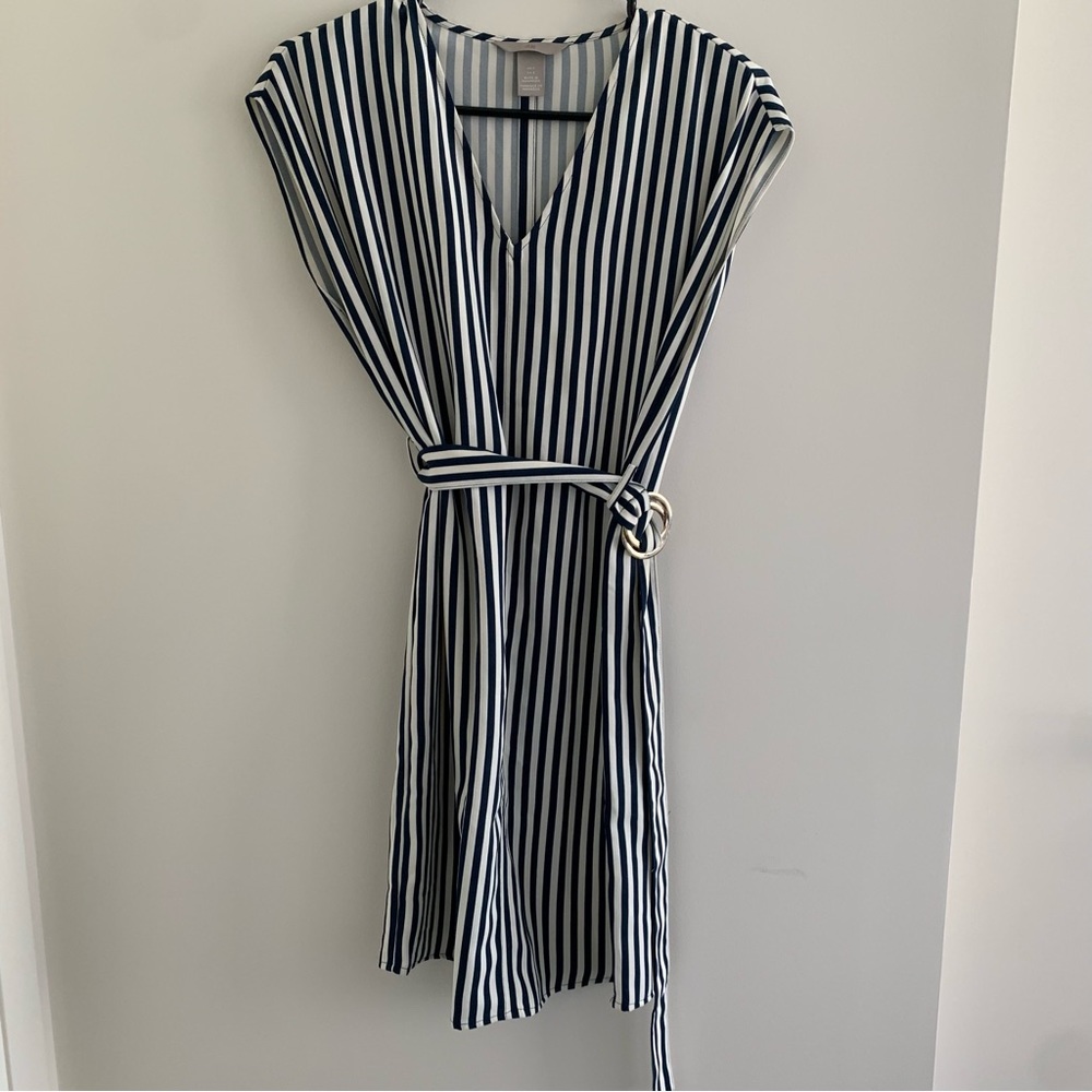 H&M striped dress, navy & white